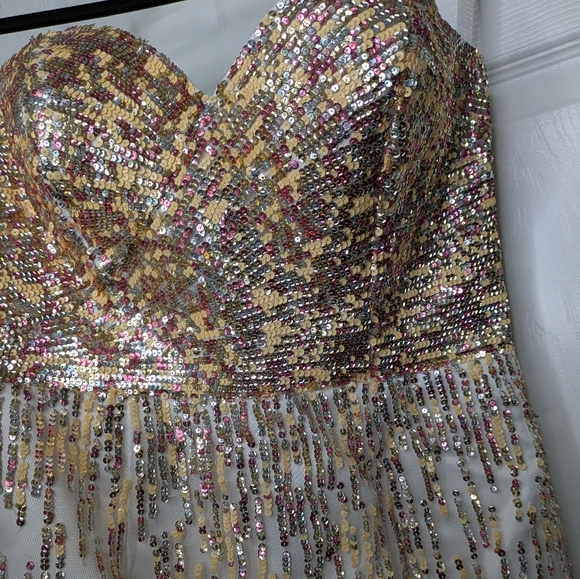 Terani Couture Sequin Strapless Mini Dress Size 6 - Picture 2 of 7